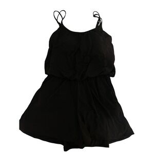 Maxine‎ of Hollywood Black Solid Swim Romper Cover Up- Adj Straps Size 14 - NWT